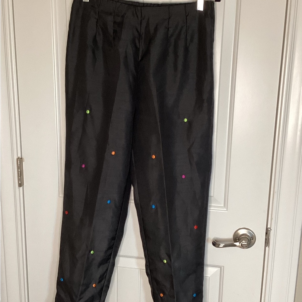 Women’s HIgh Waist Sag Harbor Black SZ 8 w/assorted colorful dots.